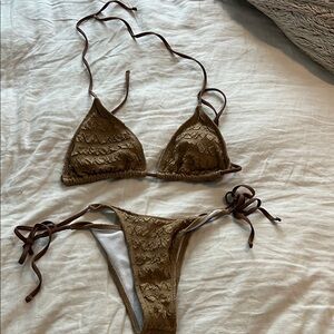 SHEIN Brown Lace Bikini Set